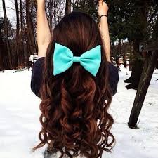 Curly Hair with a turquoise bow!